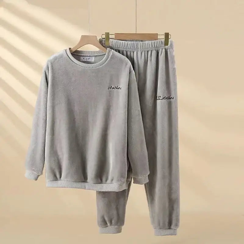 2026 Men's Sleepwear Warm Coral Velvet and Thick Velvet Autumn and Winter Warmth and Leisure Loose Flannel Home Clothes for Men