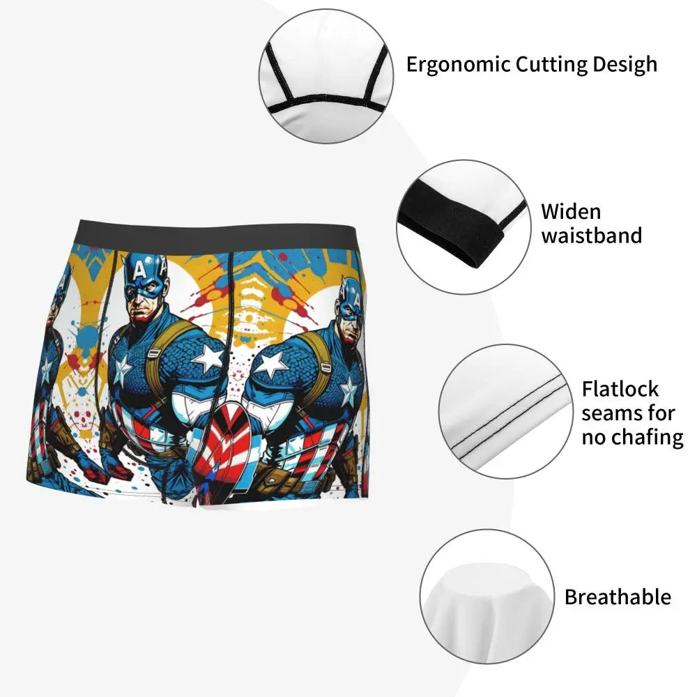 Captain America Comics Design Boxer Shorts for Men by MINISO