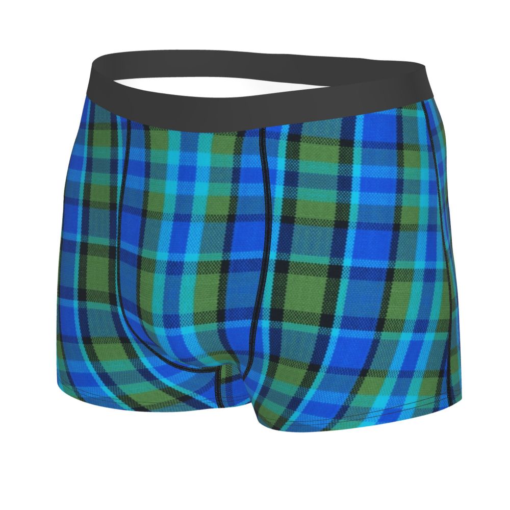 Black Watch Tartan Boxer Shorts for Men in Lycra and Polyester