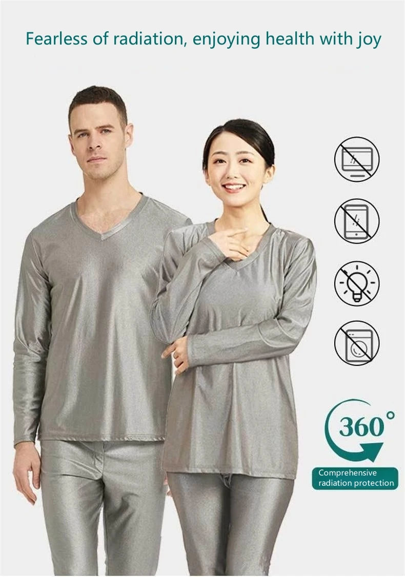 Real electromagnetic radiation protective 100% silver fiber knitted fabric long underwear EMR