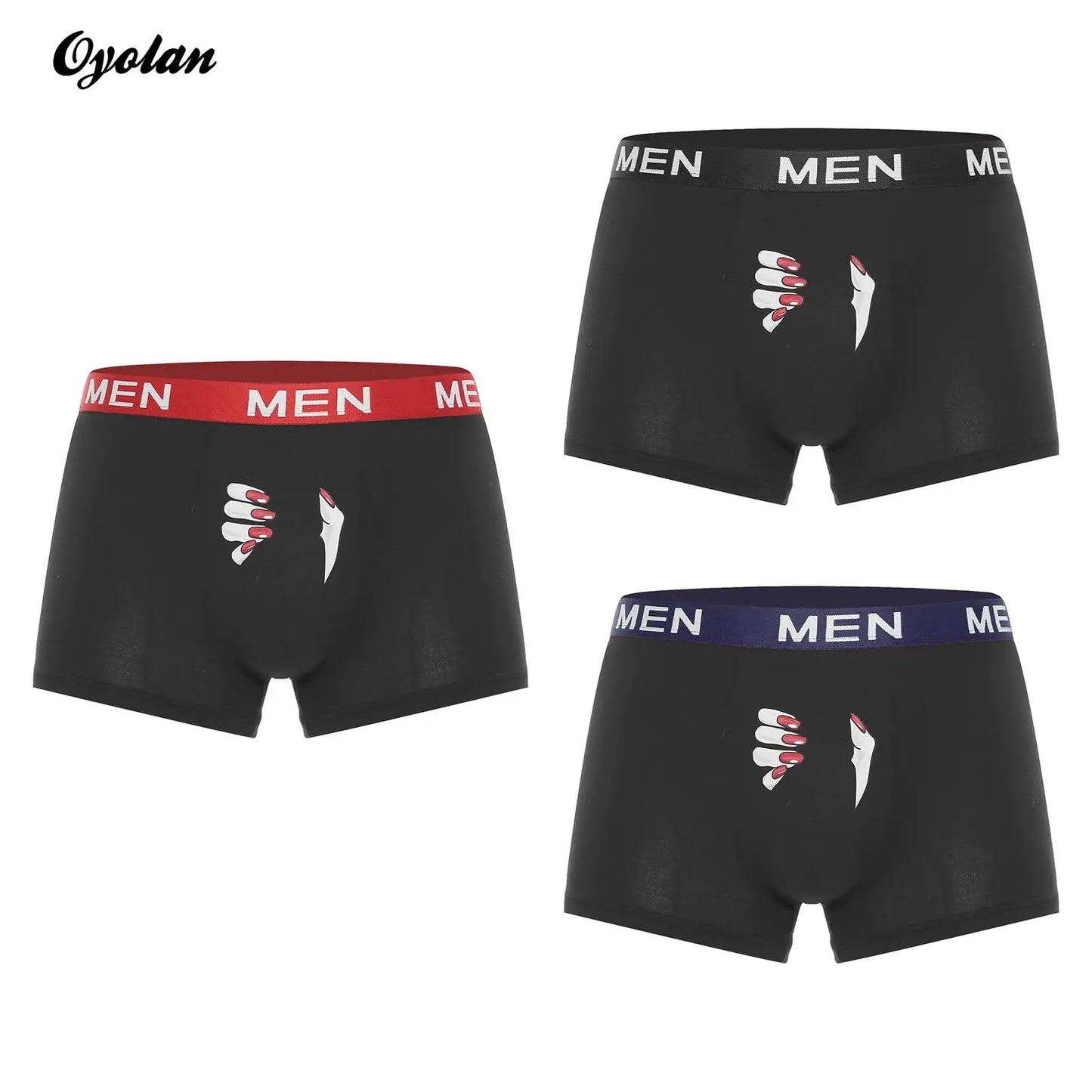 Mens Funny Print Boxer Shorts 3Pcs Set by Oyolan