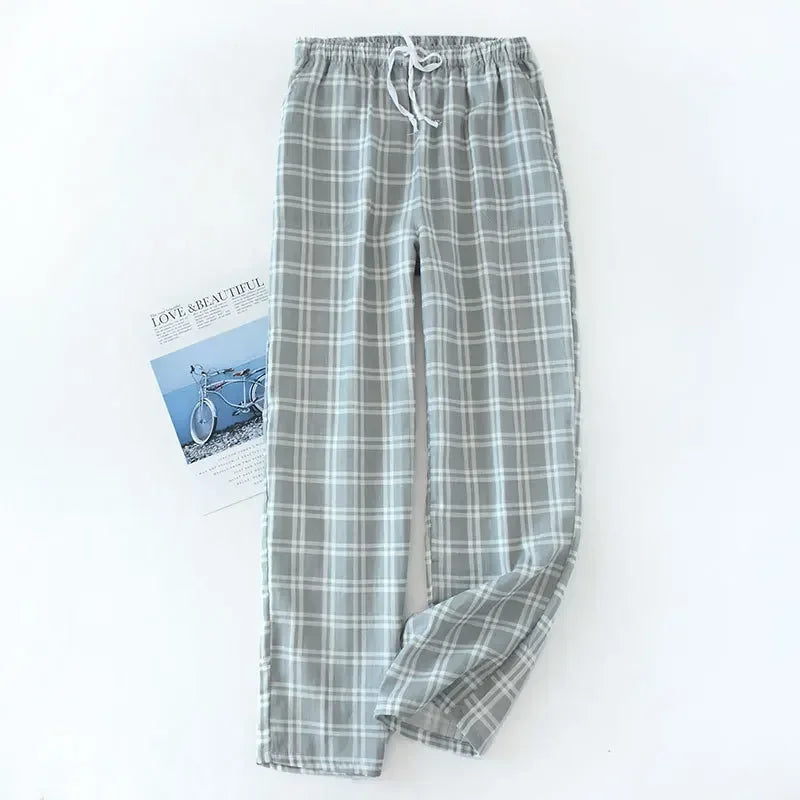 2026 Men's Cotton Gauze Sleep Comfortable Trousers Mens Soft Pajamas Pants Sleep Bottoms Sleepwear Bottoms for Men Pijama Hombre