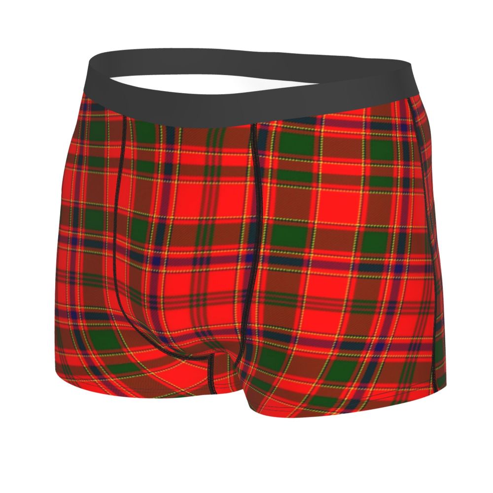 Black Watch Tartan Boxer Shorts for Men in Lycra and Polyester