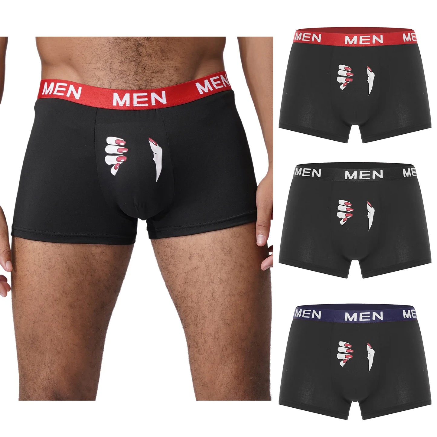 Mens Funny Print Boxer Shorts 3Pcs Set by Oyolan