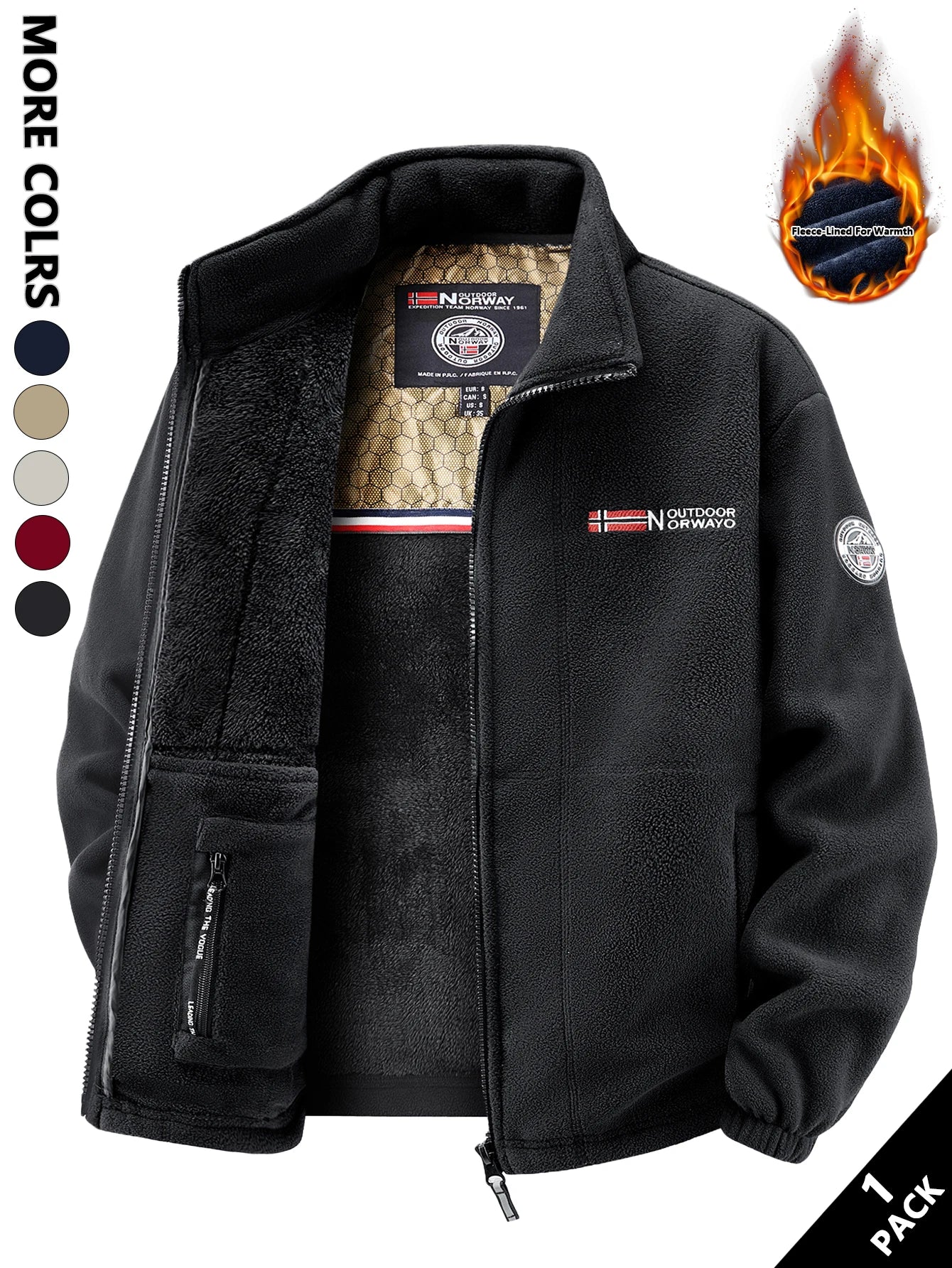 Men's Fleece Jacket, Soft and Skin-Friendly, Heat-Retaining and Wind-Resistant