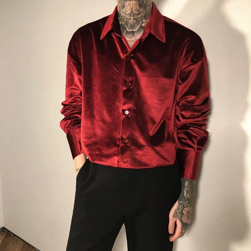 Men's Red Casual Button Down Shirt Long Sleeve Regular Fit