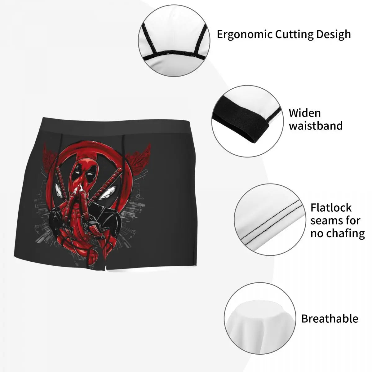 Deadpool Boxer Shorts for Men - Lycra Polyester Blend