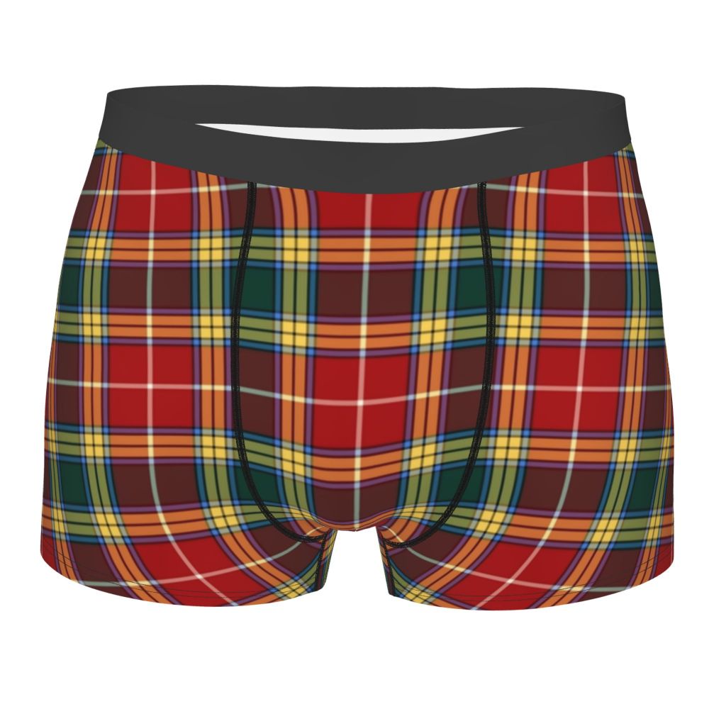 Black Watch Tartan Boxer Shorts for Men in Lycra and Polyester