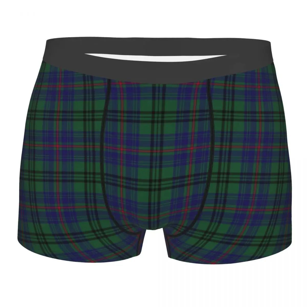 Black Watch Tartan Boxer Shorts for Men in Lycra and Polyester