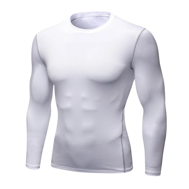 1pcs Men's Long-sleeved Thermal Male Thin Tight Fitting Elastic Fitness Tops
