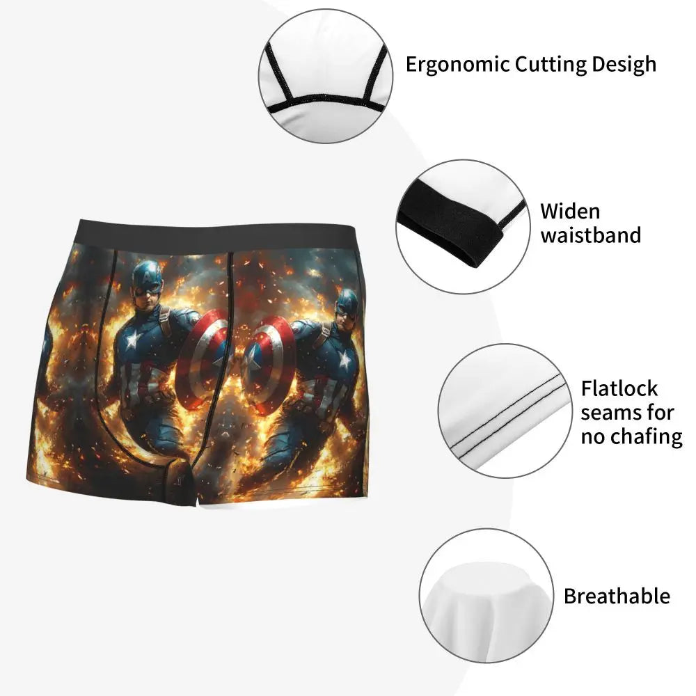 Captain America Comics Design Boxer Shorts for Men by MINISO