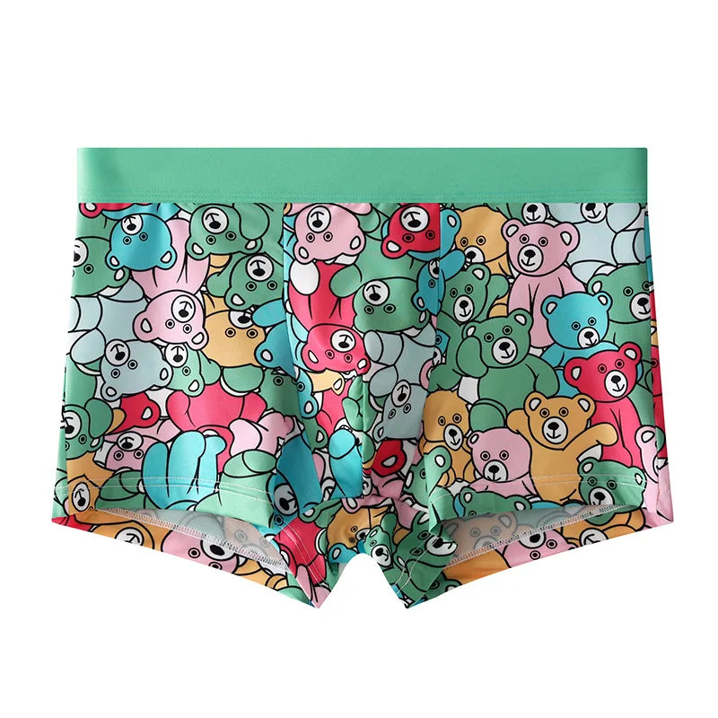 Men's Printed Ice Silk Boxer Shorts by SUGOIDAN