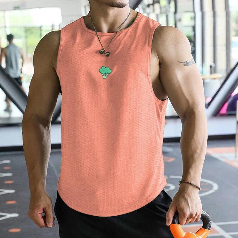 Mens fitness gyms Tank top Summer Men's Trendy Brand Running Training Quick Dry Sports Sleeveless Vest Basketball T-Shirt Vest
