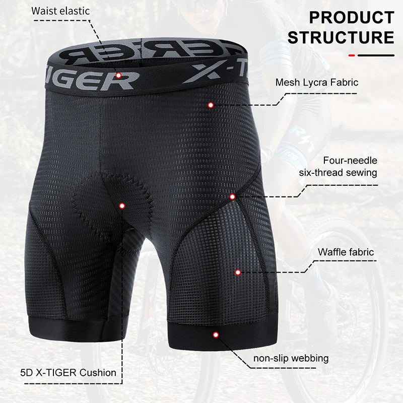 5D Padded Cycling Underwear Shorts by X-TIGER