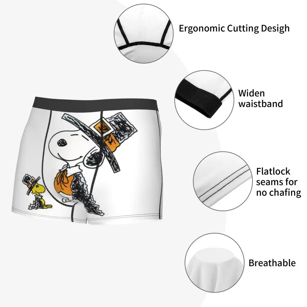Snoopy Boxer Briefs for Men - Giggle Print Polyester Blend
