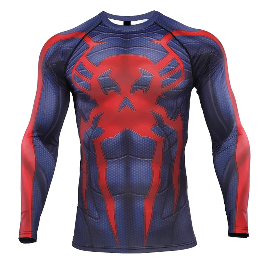 Hot Toys Marvel New Spiderman 2099 Long-Sleeved Tshirt Kid/Adults Breathable Quick Drying Training Sportshirts
