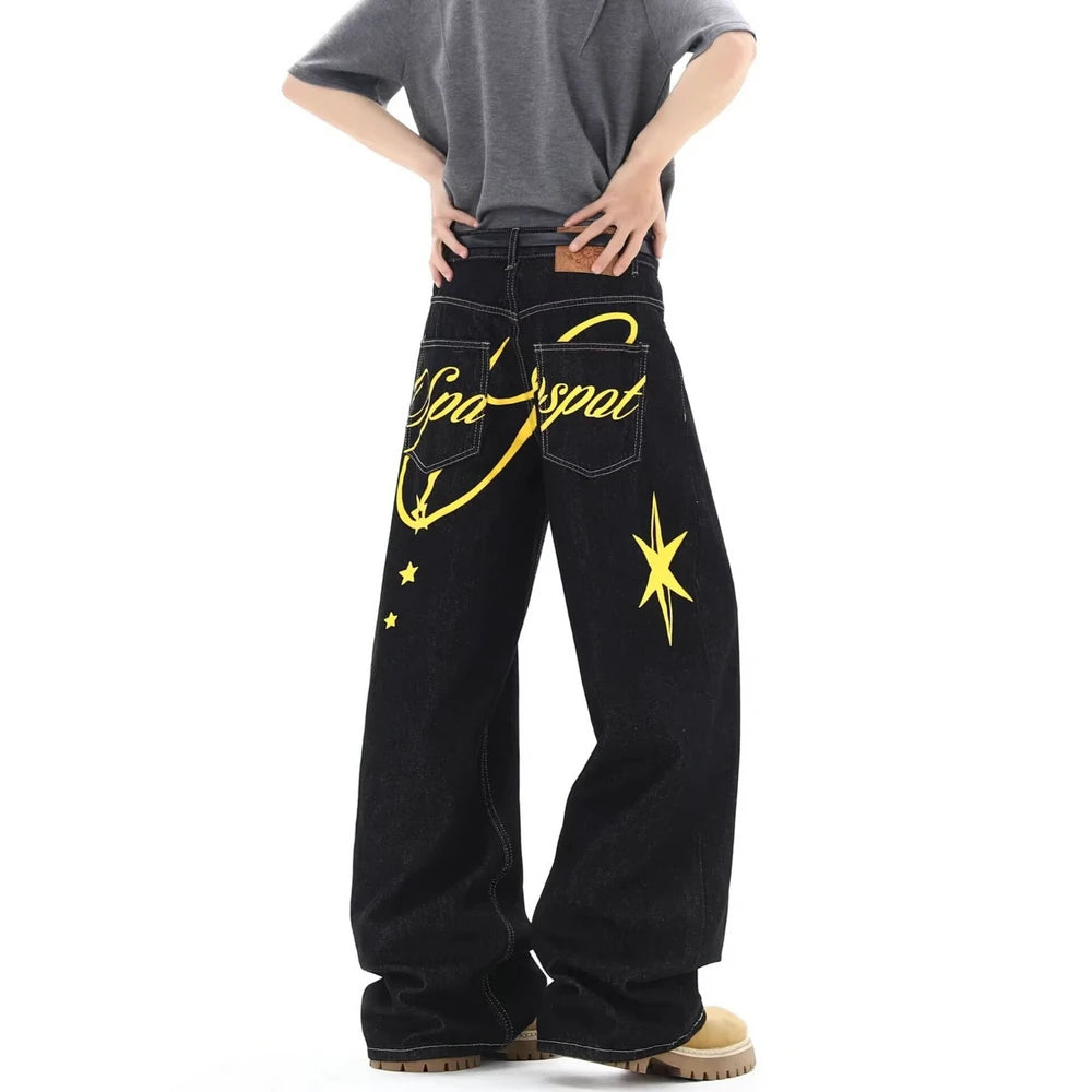 Mens Casual Vintage Straight Leg Jeans Pants