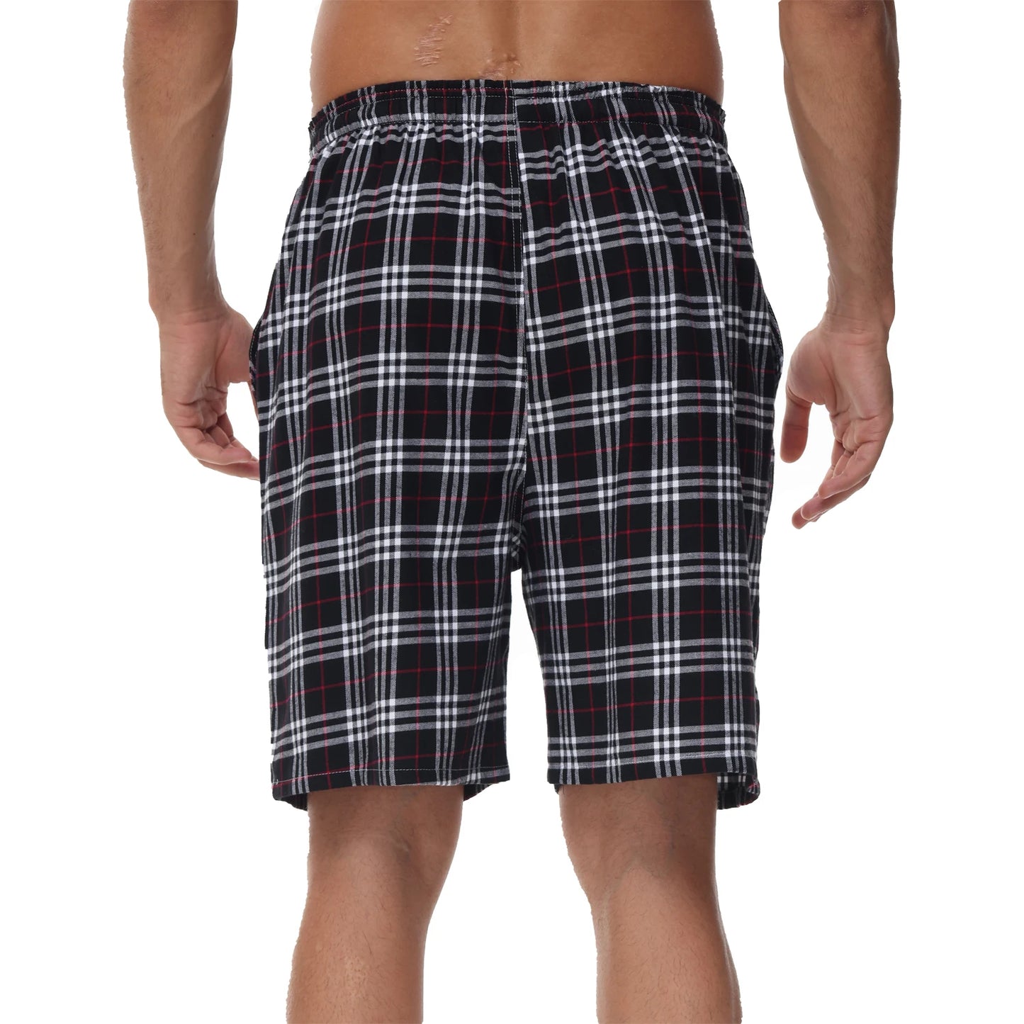 100% Cotton 3Pcs Mens Underwear Boxers Shorts Male Breathable Loose Pajama Sleep Bottoms Shorts Plaid Comfortable Homewear
