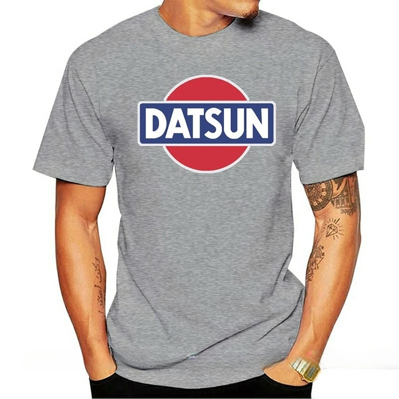 Mens Tops Clothing cotton tshirt men summer fashion t-shirt euro size t shirt Datsun Gray Retro Logo T-Shirt