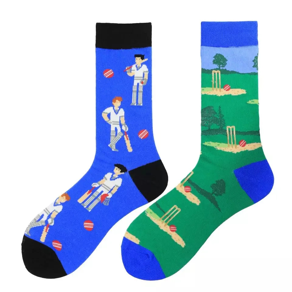 Men's Harajuku socks with print Funny AB asymmetric fashion colorful skateboard socks Happy Business Socks