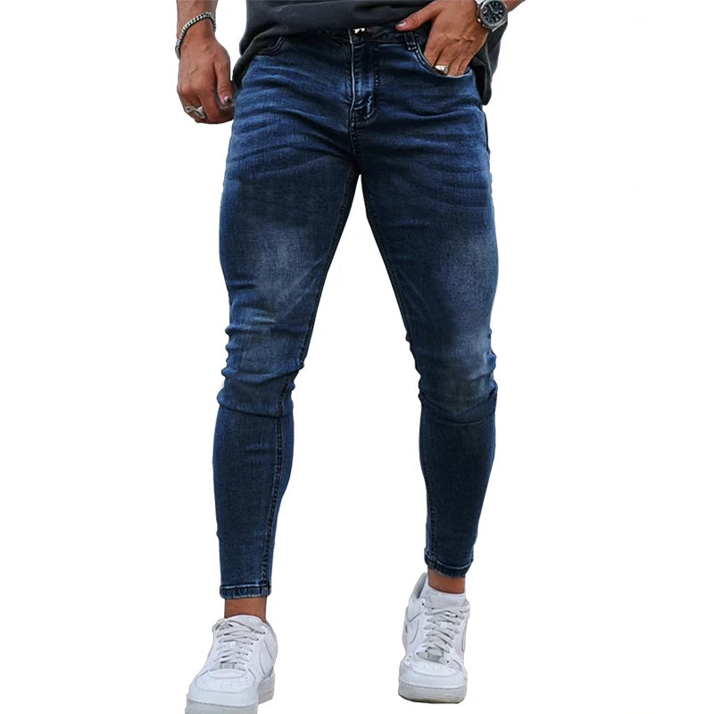 Mens Skinny Brushed Jeans Casual Trousers for Men