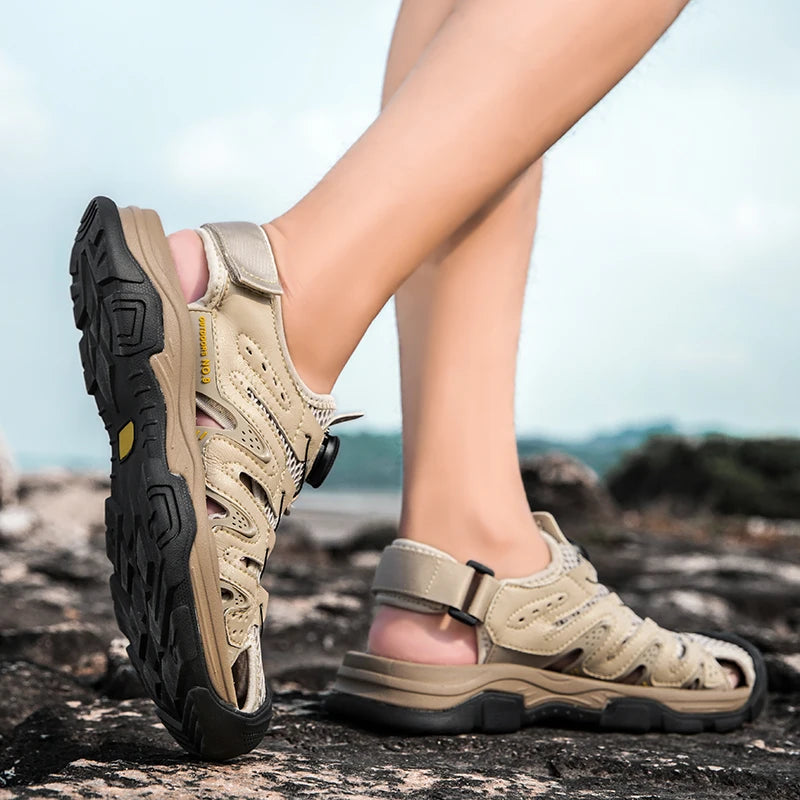 Summer Men Sandals Genuine Leather Mens Casual Shoes Outdoor Men Leather Sandals for Men Beach Shoes Roman mens Shoes