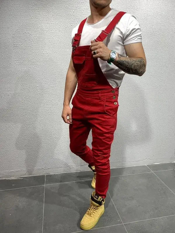 Men's Denim Overalls in Slim Fit for Casual Wear