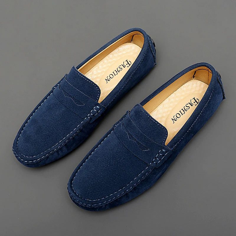 Men's Suede Leather Loafers Comfortable Walking Shoes