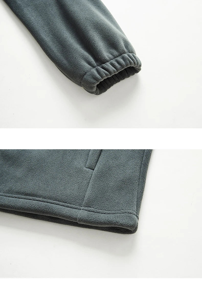 Unisex Outdoor Fleece Jacket Men  Warm Slim-Fit  Zip-Up Front Solid Color Jacket