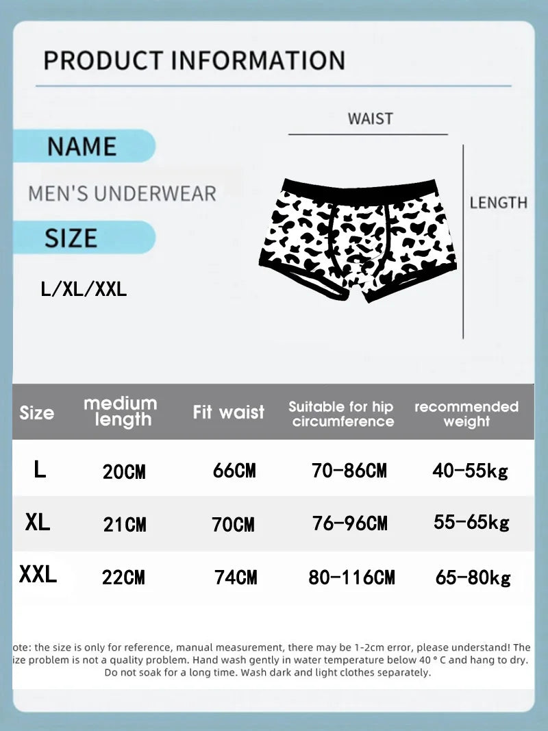Men's Cow Dapple Print Sports Boxers Underwear L XL XXL