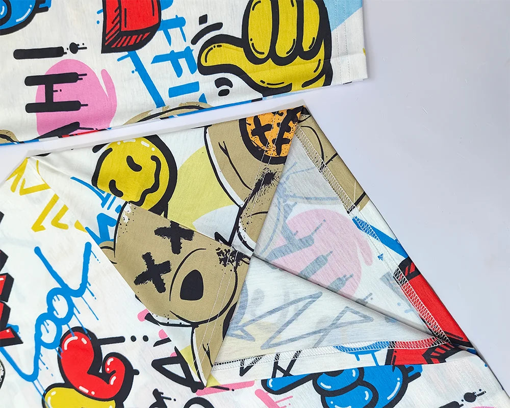 Men's Cartoon Silk-Screen Pyjama Set for Men