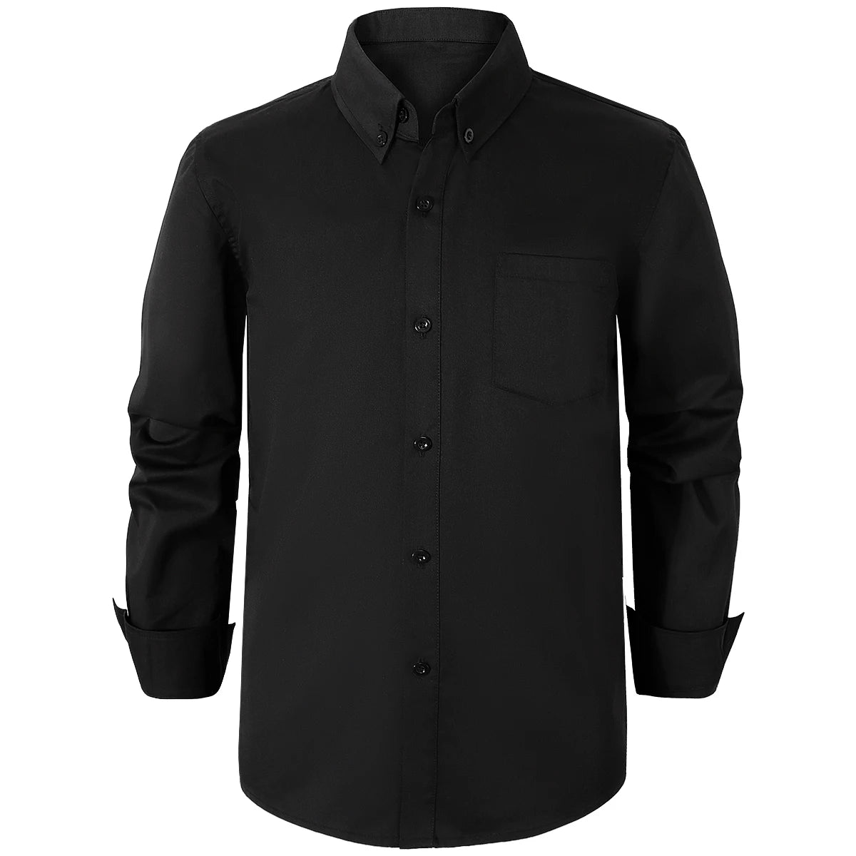 Boys Formal Dress Shirt Black White 7-12 Years Polyester