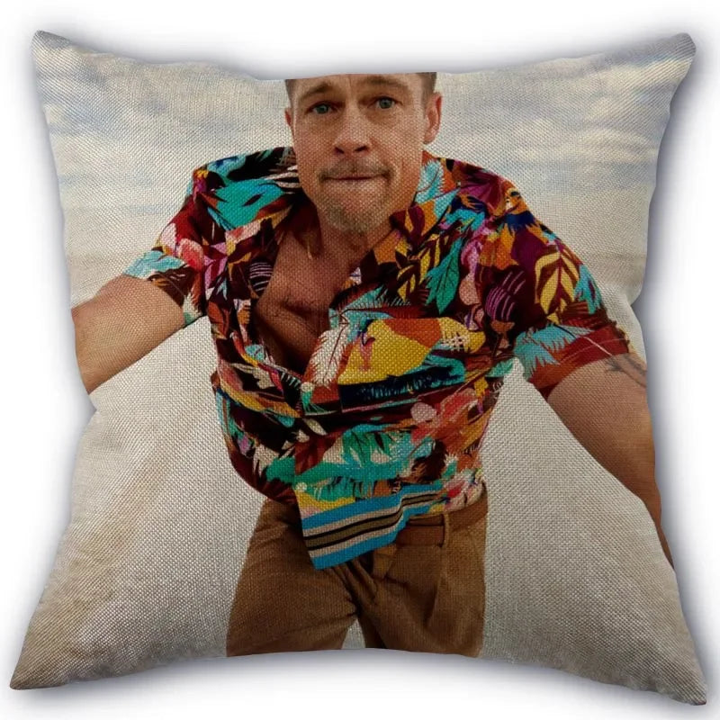 Custom Brad Pitt Pillowcase 45x45cm One Side Decoration Home Textile Cotton Pillow Cover 2026 +