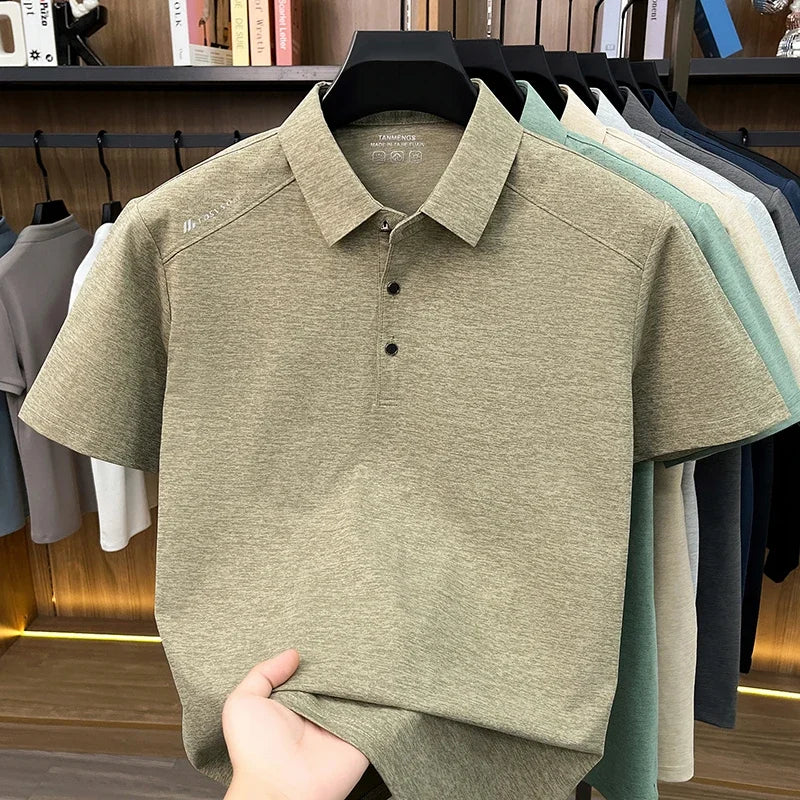Mens Modern Polo T Shirt Short Sleeve Slim Fit Design Tops Suitable For Business Casual And Daily Wear
