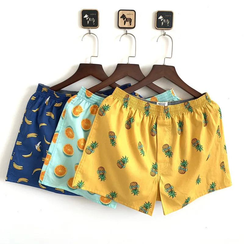 Home Pajama Shorts Mens Sleepwear Loose Elastic Sleep Bottoms Cotton Comfortable Breathable Boxers Casual Male Print Underpants