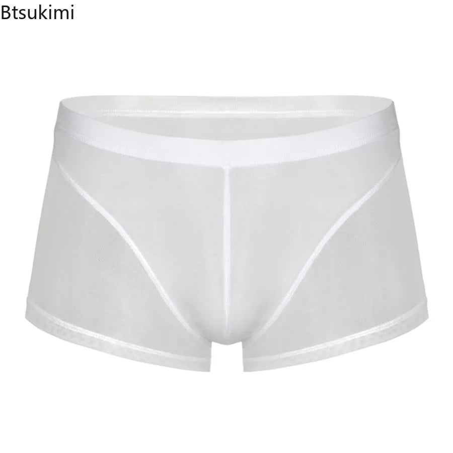 Men's Transparent Breathable Boxer Shorts with U Convex Pouch