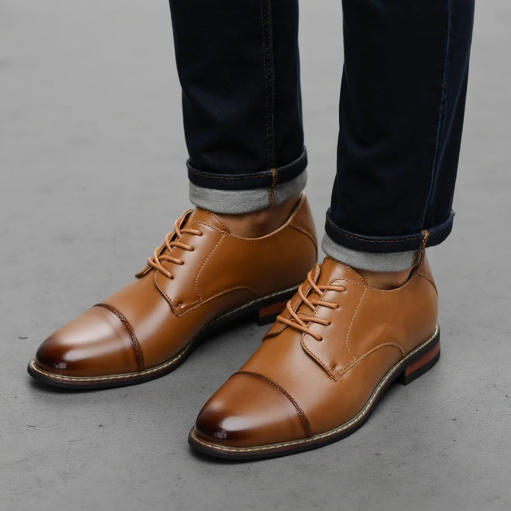 Mens Comfortable Lace-Up Dress Shoes for Business and Weddings