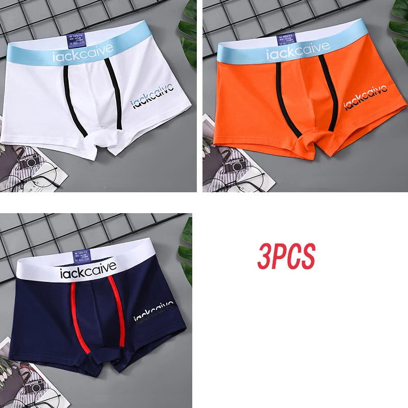 Cotton Men's Boxer Shorts 3Pcs Breathable M - 3XL