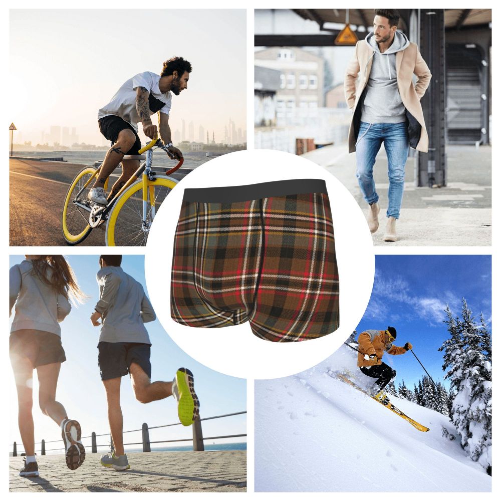 Black Watch Tartan Boxer Shorts for Men in Lycra and Polyester