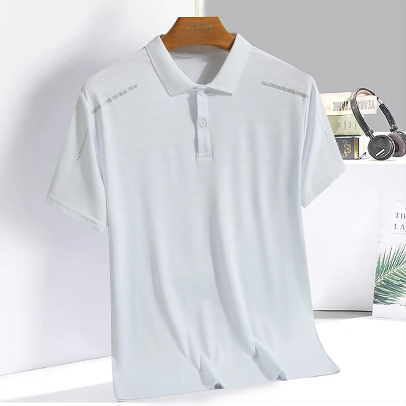 Summer Ice Silk Polo Shirt Quick Drying Casual T-Shirt