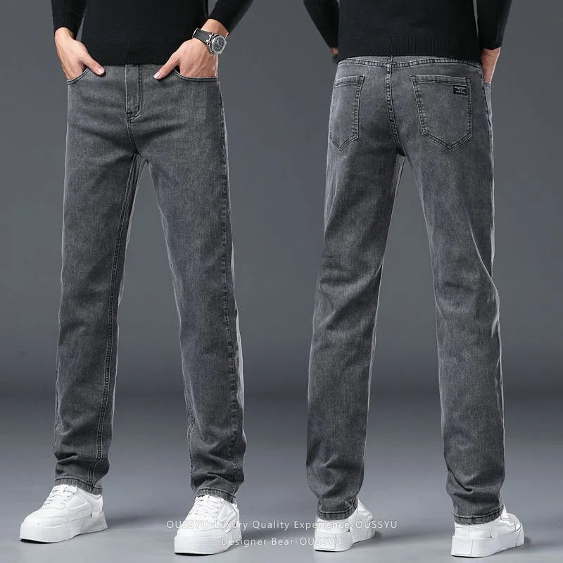 Men's Slim Fit Casual Denim Jeans in Black and Gray