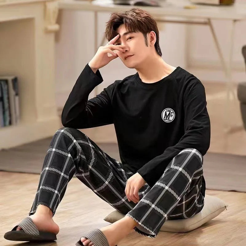 Men's Striped Long-Sleeved Pyjama Set W415