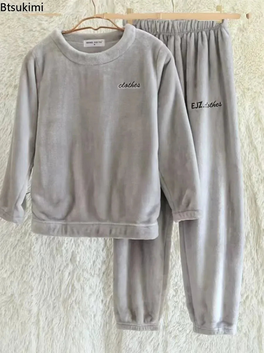 2026 Men's Sleepwear Warm Coral Velvet and Thick Velvet Autumn and Winter Warmth and Leisure Loose Flannel Home Clothes for Men