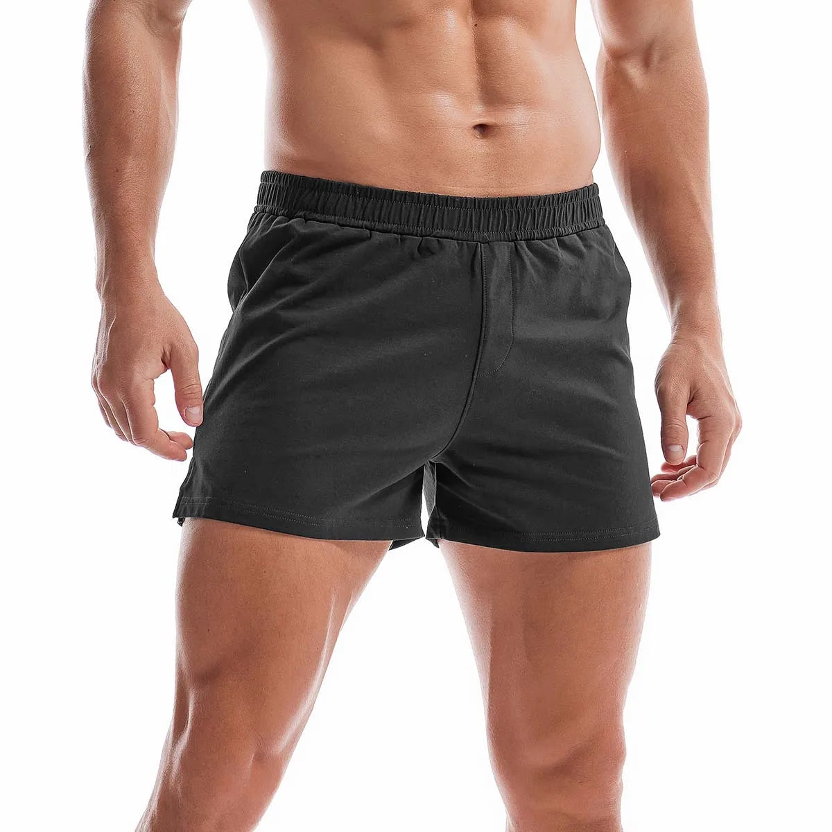 Mens Cotton Sleep Bottoms Lounge Home Pajama Shorts Elastic Waist Breathable Solid Underwear Boxers Man Jogger Yoga Sport Shorts