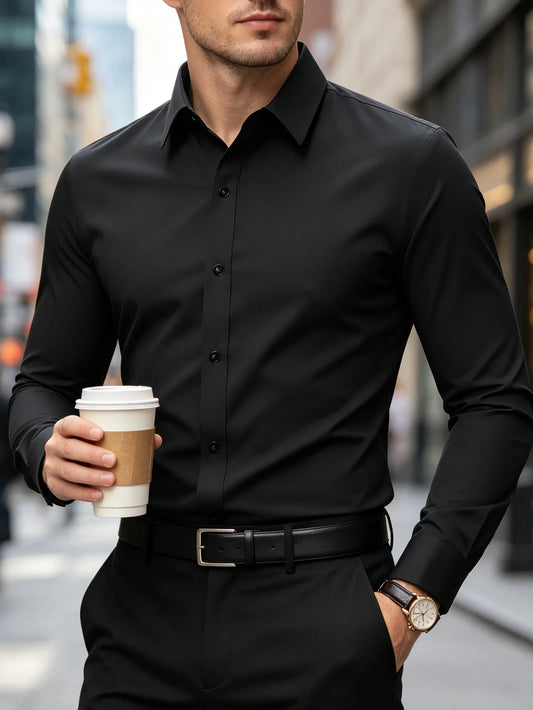 Elegant Fashion Long Sleeve Men Shirt for Business Casual Wear