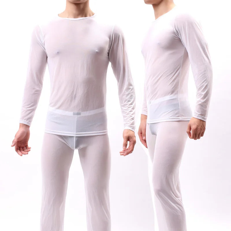 Men's Sheer Pajama Set See-Through Sleepwear