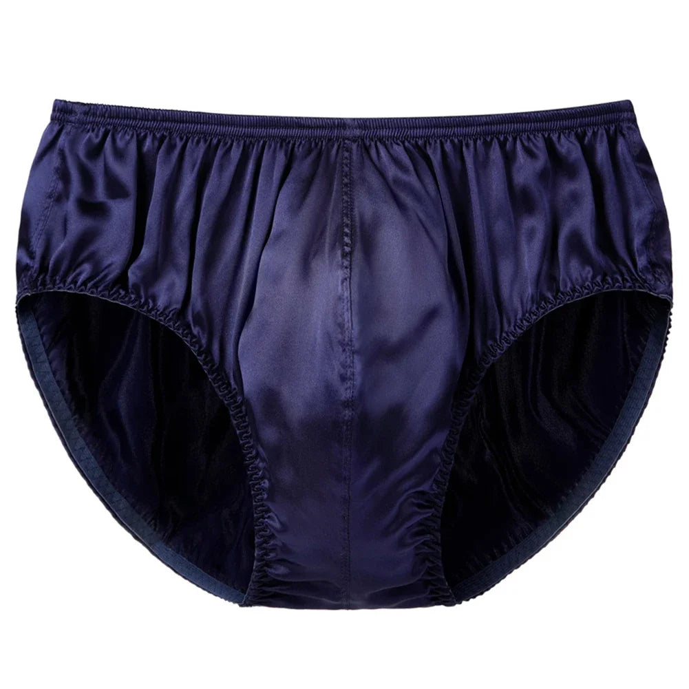 Mens Silk Underwear  Middle Waist Bikinis Glossy Bottoms Briefs Panties Lingerie U Convex Pouch Briefs Loungewear