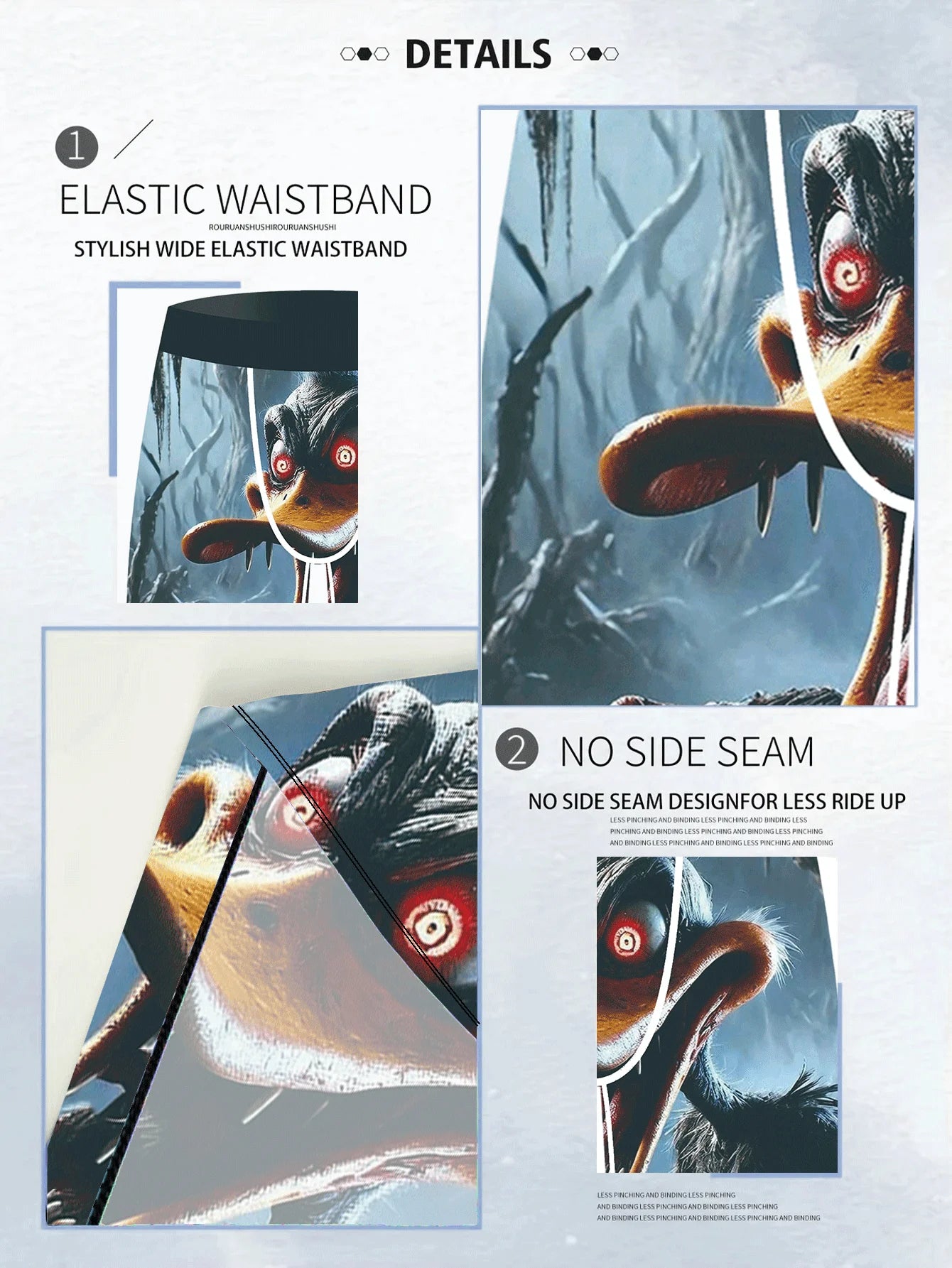 Duck Themed Boxer Shorts for Men - 3Pcs Breathable Set
