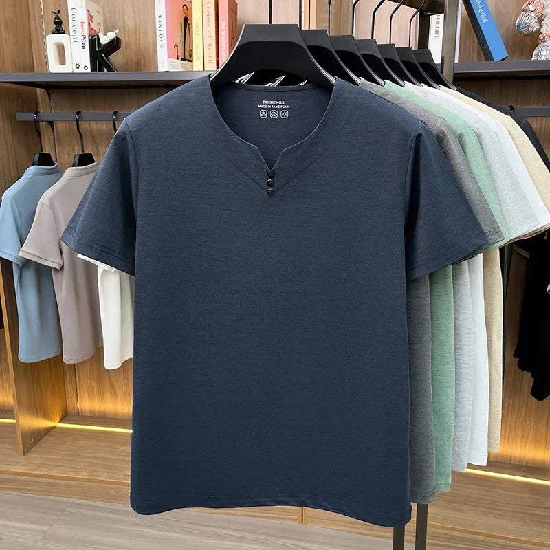 Mens Short Sleeve Henley Neck T Shirts Summer Casual Soft Breathable Lightweight Tops for Men for Work Daily Wear Streetwear