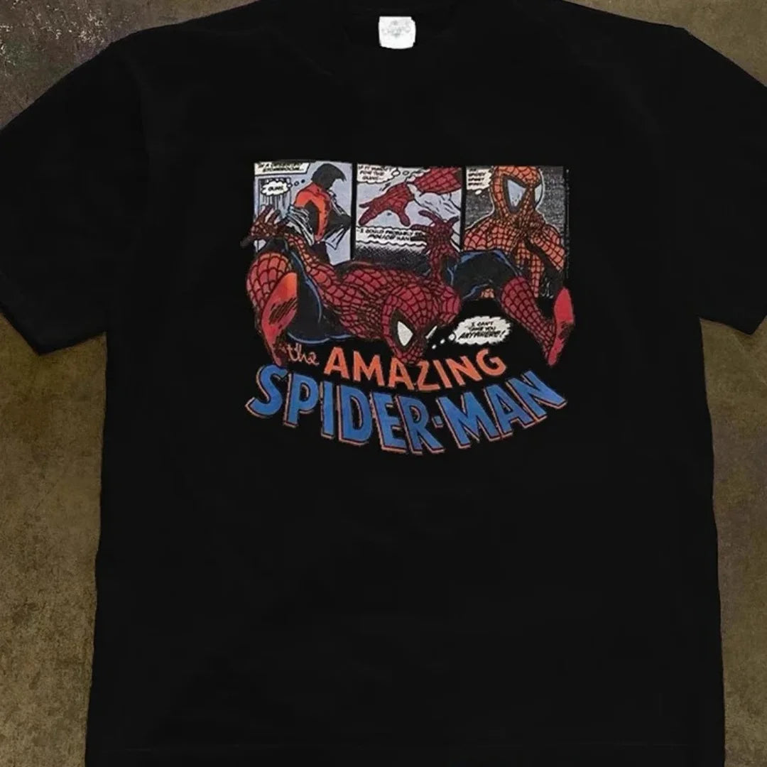 Y2K Friendly Neighbourhood Marvel Spider Man Short Sleeve T-Shirt for Men and Women